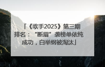 《歌手2025》第三期排名：“断眉”袭榜单依纯成功，白举纲被淘汰