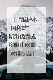 “维护本国利益” 斯洛伐克或将阻止欧盟对俄制裁