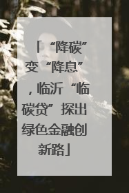 “降碳”变“降息”，临沂“临碳贷”探出绿色金融创新路