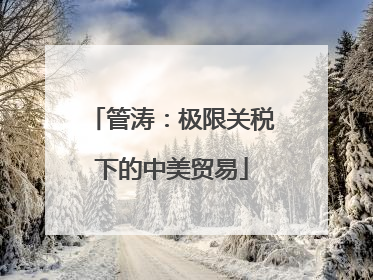 管涛：极限关税下的中美贸易