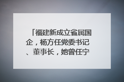 福建新成立省属国企，杨方任党委书记、董事长，她曾任宁德市委副书记｜张田怡已任县委副书记、县政府党组书记