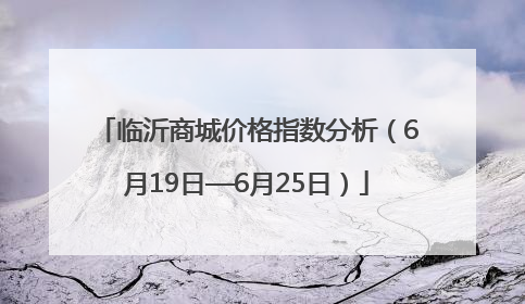 临沂商城价格指数分析（6月19日—6月25日）