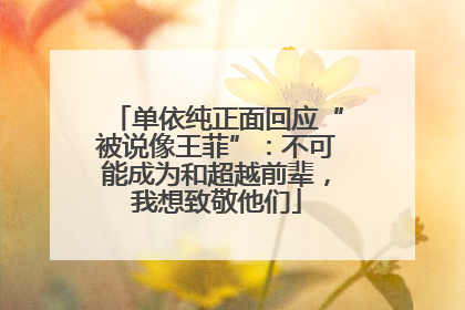 单依纯正面回应“被说像王菲”：不可能成为和超越前辈，我想致敬他们