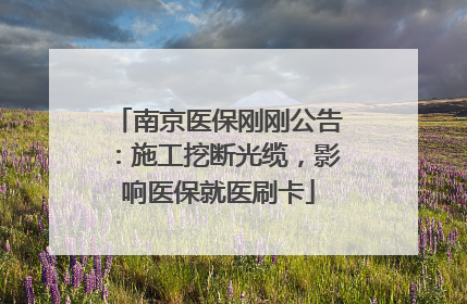 南京医保刚刚公告：施工挖断光缆，影响医保就医刷卡