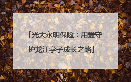 光大永明保险：用爱守护龙江学子成长之路