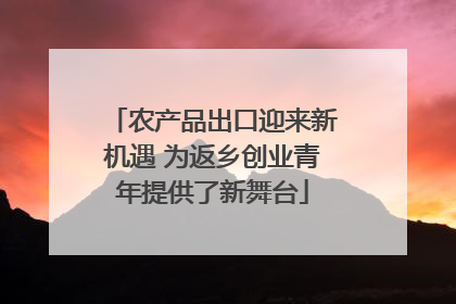 农产品出口迎来新机遇 为返乡创业青年提供了新舞台