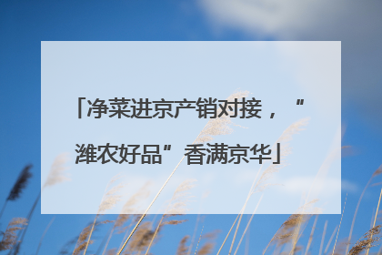 净菜进京产销对接，“潍农好品”香满京华