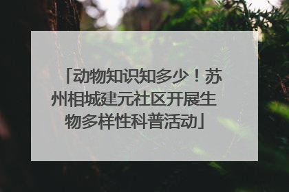 动物知识知多少！苏州相城建元社区开展生物多样性科普活动