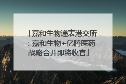嘉和生物递表港交所：嘉和生物+亿腾医药战略合并即将收官