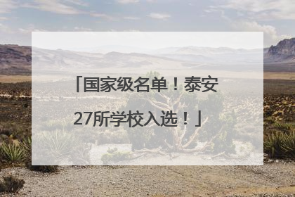 国家级名单！泰安27所学校入选！