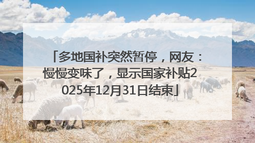 多地国补突然暂停，网友：慢慢变味了，显示国家补贴2025年12月31日结束