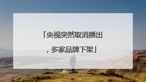 央视突然取消播出，多家品牌下架