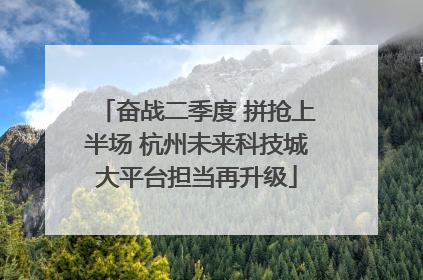 奋战二季度 拼抢上半场 杭州未来科技城大平台担当再升级