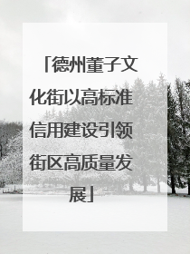德州董子文化街以高标准信用建设引领街区高质量发展