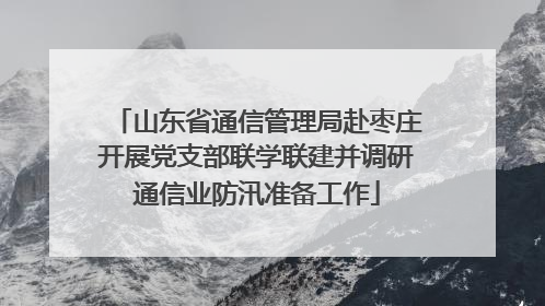 山东省通信管理局赴枣庄开展党支部联学联建并调研通信业防汛准备工作