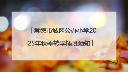 常德市城区公办小学2025年秋季转学插班须知