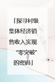 探寻村级集体经济销售收入实现“零突破”的密码
