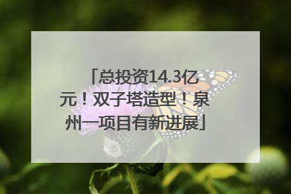 总投资14.3亿元！双子塔造型！泉州一项目有新进展