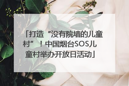 打造“没有院墙的儿童村”！中国烟台SOS儿童村举办开放日活动