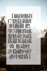 杨国强在广饶县调研时强调 把学习教育成果转化为高质量发展成效 推动经济稳健向好进中提质