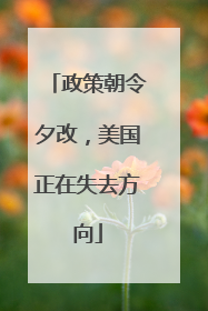 政策朝令夕改，美国正在失去方向