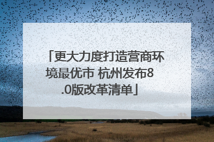 更大力度打造营商环境最优市 杭州发布8.0版改革清单