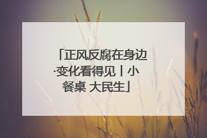 正风反腐在身边·变化看得见丨小餐桌 大民生