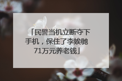民警当机立断夺下手机，保住了李娭毑71万元养老钱