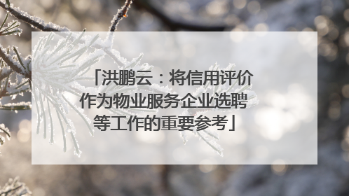 洪鹏云：将信用评价作为物业服务企业选聘等工作的重要参考