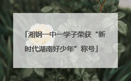 湘钢一中一学子荣获“新时代湖南好少年”称号