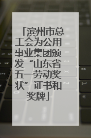 滨州市总工会为公用事业集团颁发“山东省五一劳动奖状”证书和奖牌