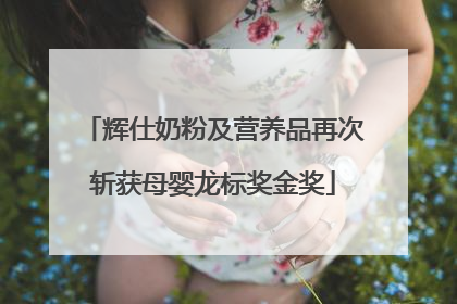 辉仕奶粉及营养品再次斩获母婴龙标奖金奖