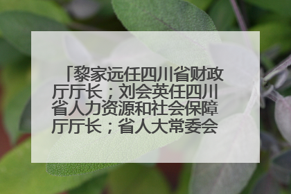 黎家远任四川省财政厅厅长；刘会英任四川省人力资源和社会保障厅厅长；省人大常委会任免一批干部