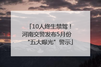 10人终生禁驾！河南交警发布5月份“五大曝光”警示