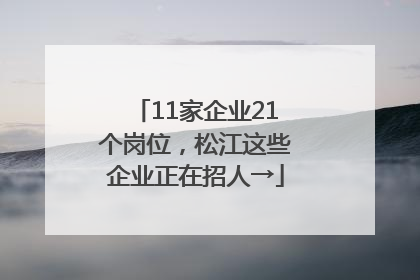 11家企业21个岗位，松江这些企业正在招人→