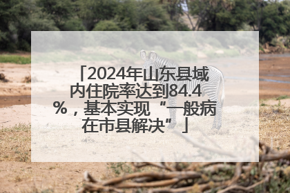 2024年山东县域内住院率达到84.4%，基本实现“一般病在市县解决”