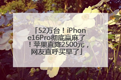 52万台！iPhone16Pro彻底赢麻了！苹果直降2500元，网友直呼买早了