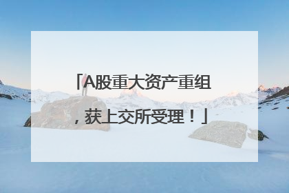 A股重大资产重组，获上交所受理！